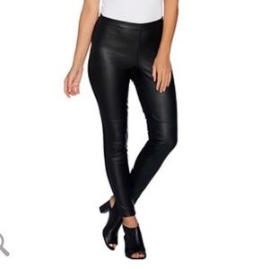 H by Halston Faux Stretch Leather & Ponte Leggings
